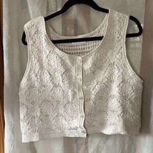 LC Lauren Conrad Ivory Lace Crop Top
